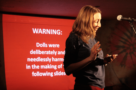 Katherine Curran delivers her set in verse. Photo: Rachel Souhami